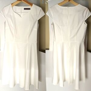 Dress Tells new white fit & flare dress sz L cap sleeves